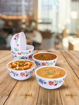 USHA SHRIRAM - Melamine 6 veg Bowl set-Round- Red Flower Round