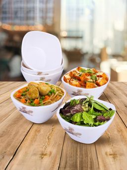 USHA SHRIRAM - Melamine 6 veg Bowl set-Square White Rose Square