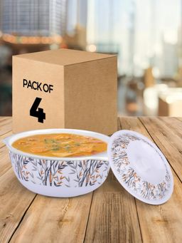 USHA SHRIRAM - Serving Bowl Set of 4 Round- Yellow Bamboo Round