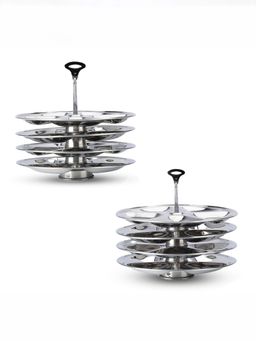 USHA SHRIRAM - Set of 2- 1 SS Round Idli Maker 4 Plates & 1 SS Triangle Idli Maker 4 Plates