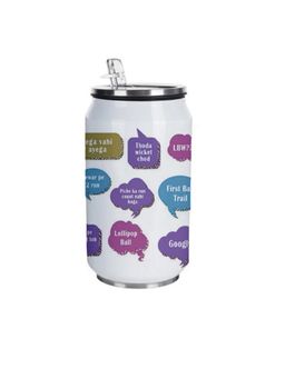 Indigifts - Coffee Tumbler With Lid & Straw Insulated Steel Sipper Can For Travel Gali Cricket Print