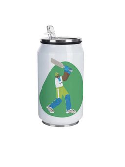 Indigifts - Coffee Tumbler With Lid & Straw Insulated Steel Sipper Can For Travel Cricket Love Print