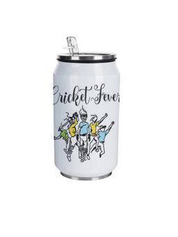 Indigifts - Coffee Tumbler With Lid And Straw Insulated Steel Sipper Can For Travel Cricket Fever