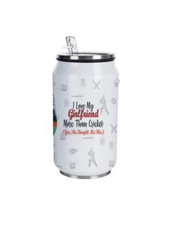 Indigifts - Coffee Tumbler With Lid And Straw 350ml Cricket Love Girlfriend Print