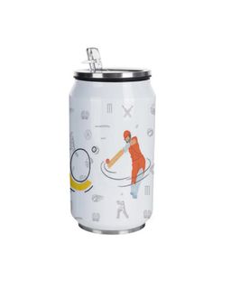 Indigifts - Coffee Tumbler With Lid And Straw 350ml Cricket T20 Print Cold & Hot Beverages