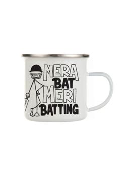 Indigifts - Cricket Enamel Mug 250ml Unbreakable Coffee, Tea Cup Mera Bat Meri Batting Print