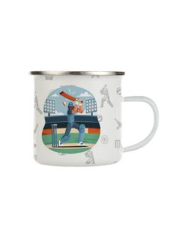 Indigifts - Cricket Enamel Mug 250ml Unbreakable Coffee, Tea Cup Stop Talking Start Batting Print