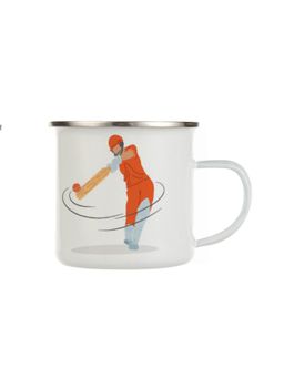 Indigifts - Cricket Enamel Mug 250ml Unbreakable Coffee, Tea Cup Champions Are Not Born Print