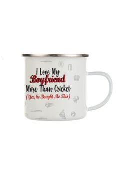 Indigifts - Cricket Enamel Mug 250ml Unbreakable Coffee, Tea Cup Cricket Love Boyfriend Print