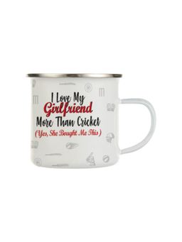 Indigifts - Cricket Enamel Mug 250ml Unbreakable Coffee, Tea Cup Cricket Love Girlfriend Print