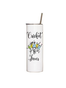 Indigifts - Tumbler With Lid And Steel Straw 590ml Cricket Fever Print