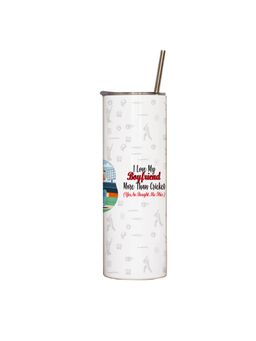 Indigifts - Tumbler With Lid And Steel Straw Cricket Love Boyfriend Print Cold & Hot Beverages