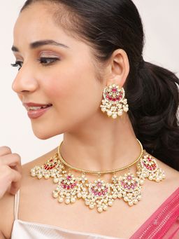 Khushi Jewels - Red Stones and Kundan Hassli Set