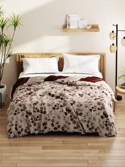 KOPA - Bamboo Micro Double Bed Comforter (Denim Cotton Feel) Floral-Brown (Queen)