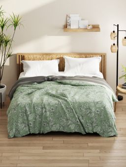 KOPA - Microfiber Double Bed Comforter (Classic Cotton Feel) Floral-Pistachio Green (Queen)