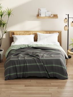 KOPA - Microfiber Double Bed Comforter (Classic Cotton Feel) Grey/Pistachio Green (Queen)