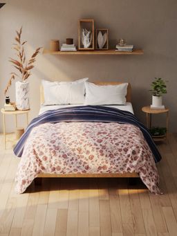 KOPA - Microfiber Double Bed Comforter(Audrey) Floral-Pink/Blue (Queen)