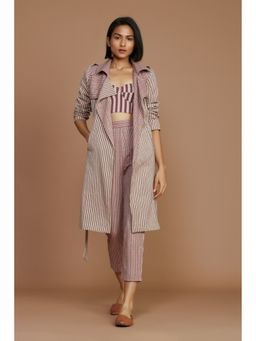 Mati - Ivory with Mauve Striped Trench & Corset Co-Ord (Set of 3)