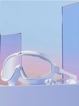 Little Surprise Box - White with Purple Button Style Anti Fog UV Protection Leakproof Swim Goggles