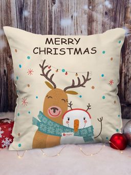 Indigifts - Christmas Hug Print Grey Cushion Cover with Filler ( 12x12 Inches)