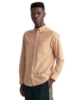 GANT - Men Orange Striped Regular Fit Shirt