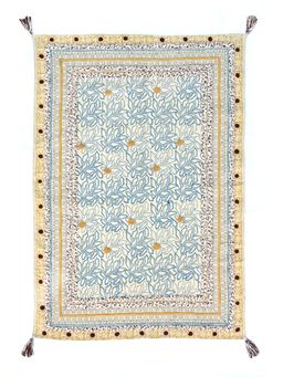 ART AVENUE - Carnation Hand Block Printed Cotton Floor Rug with Tassels