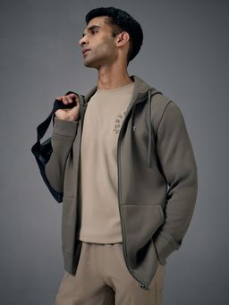Technosport - Men Solid Slim Fit Hooded Sports Olive Jacket