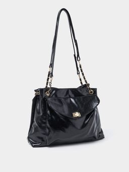 Styli - Front Pocket Detail Shoulder Bag with Turn Lock