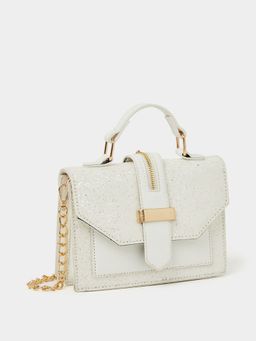 Styli - Glittered Belted Zip Detail City Bag