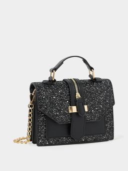 Styli - Glittered Belted Zip Detail City Bag