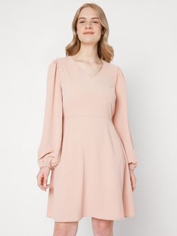 VERO MODA - Women Casual Solid Peach Dresses