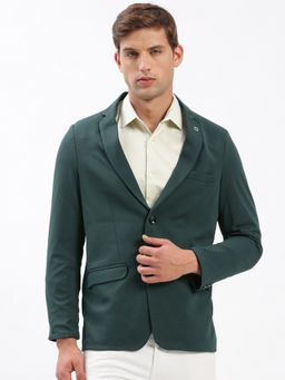 SHOWOFF - Mens Notched Lapel Solid Green Single-Breasted Blazer