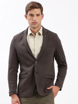 SHOWOFF - Mens Notched Lapel Solid Brown Single-Breasted Blazer
