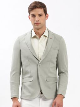 SHOWOFF - Mens Notched Lapel Solid Green Single-Breasted Blazer