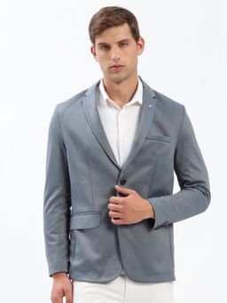 SHOWOFF - Mens Notched Lapel Solid Grey Single-Breasted Blazer