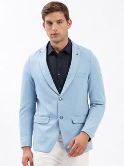 SHOWOFF - Mens Notched Lapel Solid Blue Single-Breasted Blazer
