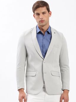 SHOWOFF - Mens Notched Lapel Solid Grey Single-Breasted Blazer
