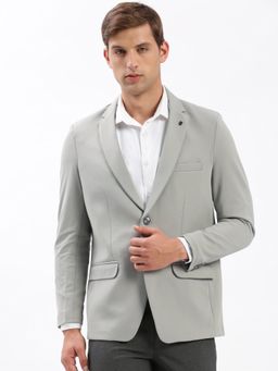 SHOWOFF - Mens Notched Lapel Solid Grey Single-Breasted Blazer