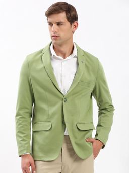 SHOWOFF - Mens Notched Lapel Solid Green Single-Breasted Blazer