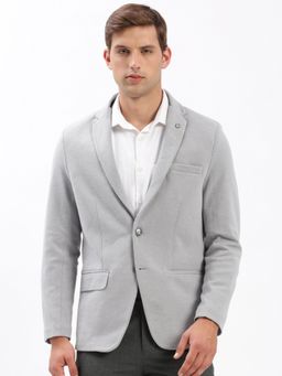 SHOWOFF - Mens Notched Lapel Solid Grey Single-Breasted Blazer