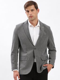 SHOWOFF - Mens Notched Lapel Solid Grey Single-Breasted Blazer