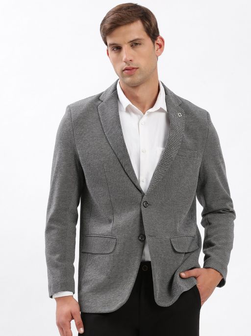 SHOWOFFFF Mens Notched Lapel Solid Grey Single-Breasted Blazer