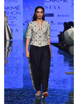 Payal Singhal - White Jacket with Dhoti (Set of 2)