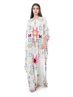 Payal Singhal - White Printed Embroidered Kaftan Dress