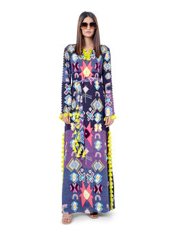 Payal Singhal - Purple Printed High-Slit Kaftan Dress