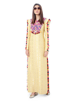 Payal Singhal - Yellow Georgette Embroidered Dress