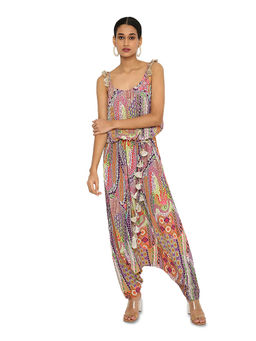 Payal Singhal - Multi-Colour Print Embroidered Crepe Jumpsuit