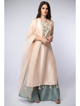 Payal Singhal - Peach Kurta with Palazzo and Dupatta (Set of 3)