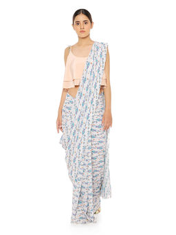 Payal Singhal - Pink Crepe Two Layer Top with Saree