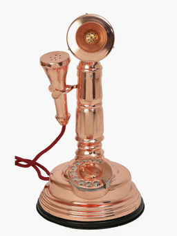 Decor Antique - Vintage Candle Decorative Copper Finish Telephone Sculpture